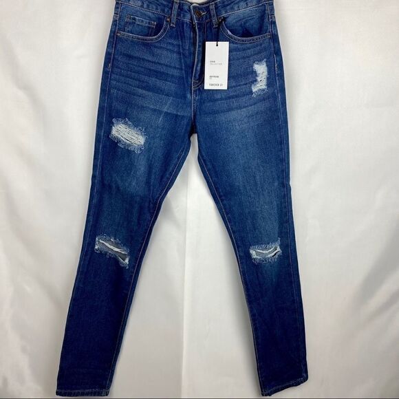 Forever 21 Distressed Boyfriend Jeans medium wash - Picture 3 of 8